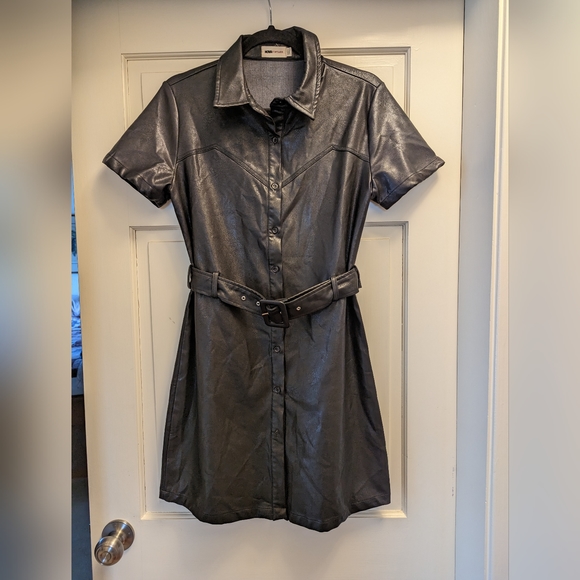 Black vegan Leather Dress NWOT - M - Picture 5 of 6